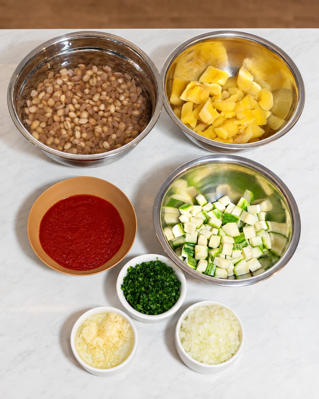 Seleção diversa de ingredientes vegetais para adequação nutricional.